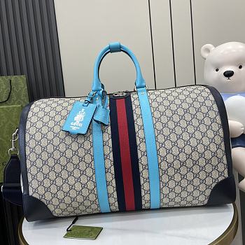 Gucci Savoy Large Duffle Bag Beige Blue 52x31x29cm 