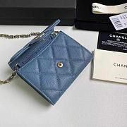 Chanel Wallet Blue Caviar Gold Chain 11x7cm - 2