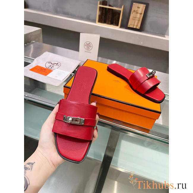 Hermes Gabriel Sandal Red Slides - 1