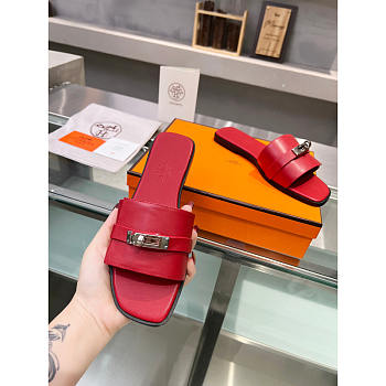 Hermes Gabriel Sandal Red Slides