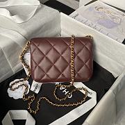 Chanel Mini Flap Bag Wine Lambskin 19x8x13.5cm - 4