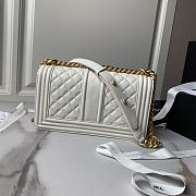 Chanel Medium Leboy Bag White Caviar Gold 25cm - 4