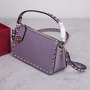 Valentino Garavani Grained Leather Purple Rockstud Bag 19x13x7cm - 6