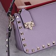 Valentino Garavani Grained Leather Purple Rockstud Bag 19x13x7cm - 4