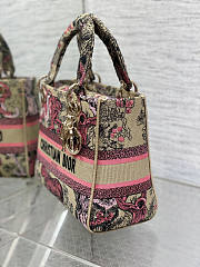 Dior Medium Dioriviera Lady D-Lite Bag Raffia Candy Pink 24 x 20 x 12 cm - 6