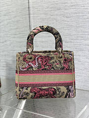 Dior Medium Dioriviera Lady D-Lite Bag Raffia Candy Pink 24 x 20 x 12 cm - 5