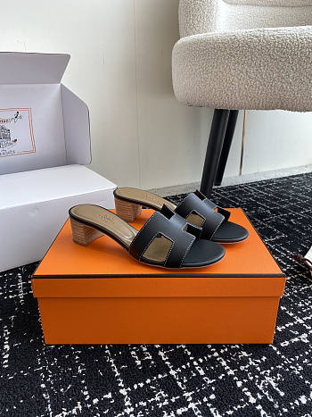 Hermes Black Sandal Heel 5cm