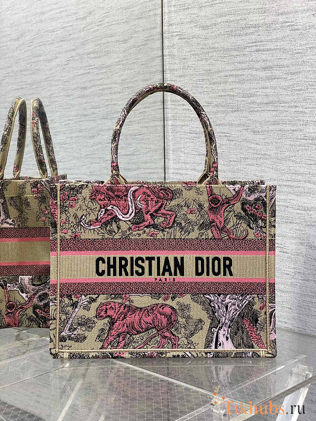 Dior Medium Dioriviera Book Tote Raffia Candy Pink 36 x 27.5 x 16.5 cm - 1