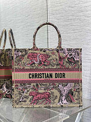 Dior Large Dioriviera Book Tote Raffia Candy Pink 42x18x35cm - 1