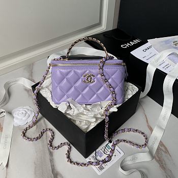 Chanel 24A Top Handle Vanity Case Purple Lambskin 17cm