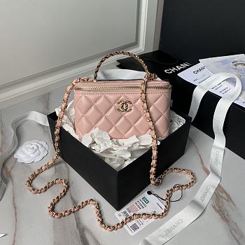 Chanel 24A Top Handle Vanity Case Pink Lambskin 17cm