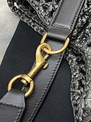 YSL Metallic Oxalis Crochet Raffia Black Shoulder Bag 37x40x3cm - 2