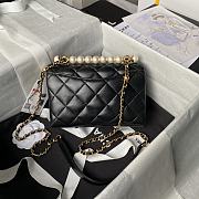 Chanel Mini Flap Bag Handle Black Lambskin 13x19x7cm - 4