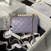 Chanel Mini Flap Bag Handle Purple Lambskin 13x19x7cm - 4