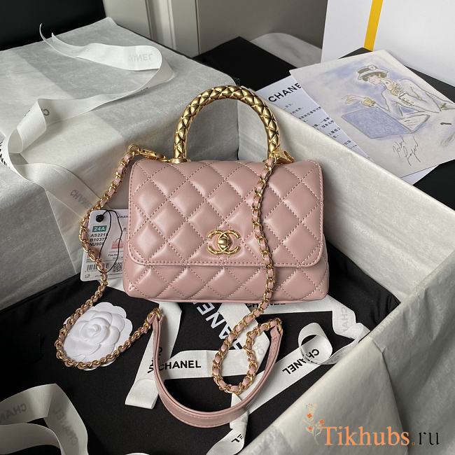 Chanel Mini Coco Handle Bag Pink Lambskin 19cm - 1