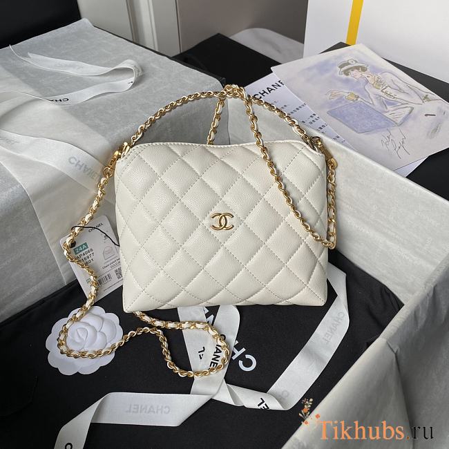 Chanel Clutch With Strap White Caviar Gold 19x14x7cm - 1