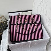 Chanel Shopping Bag Canvas Gold Black Pink 36x31x18cm - 1