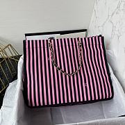 Chanel Shopping Bag Canvas Gold Black Pink 36x31x18cm - 5