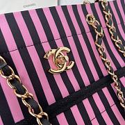 Chanel Shopping Bag Canvas Gold Black Pink 36x31x18cm - 4