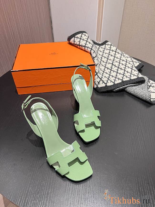 Hermes Green Sandal Heel 9.5cm - 1