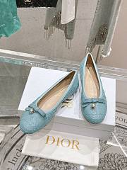 Dior Ballet Flat Pastel Blue Cannage Raffia - 1