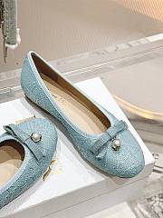 Dior Ballet Flat Pastel Blue Cannage Raffia - 2