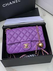 Chanel Flap Bag Purple Lambskin Gold 20cm - 1