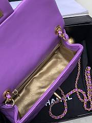 Chanel Flap Bag Purple Lambskin Gold 20cm - 6