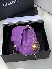 Chanel Flap Bag Purple Lambskin Gold 20cm - 5