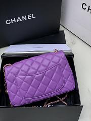 Chanel Flap Bag Purple Lambskin Gold 20cm - 4