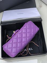 Chanel Flap Bag Purple Lambskin Gold 20cm - 3