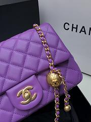 Chanel Flap Bag Purple Lambskin Gold 20cm - 2