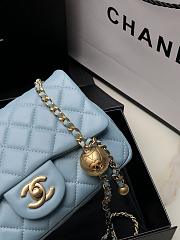 Chanel Flap Bag Blue Lambskin Gold 20cm - 5