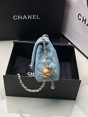 Chanel Flap Bag Blue Lambskin Gold 20cm - 3