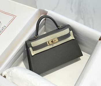 Hermes Mini Kelly Grey Epsom Gold 19cm