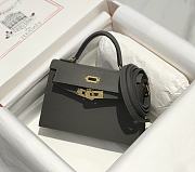 Hermes Mini Kelly Grey Epsom Gold 19cm - 5