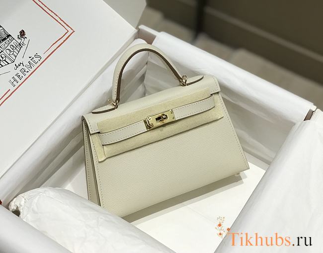 Hermes Mini Kelly White Epsom Gold 19cm - 1