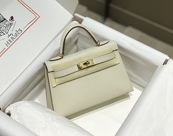 Hermes Mini Kelly White Epsom Gold 19cm