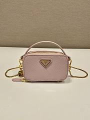 Prada Saffiano Leather Mini Pouch Pink 11x6.5x2.5cm - 1