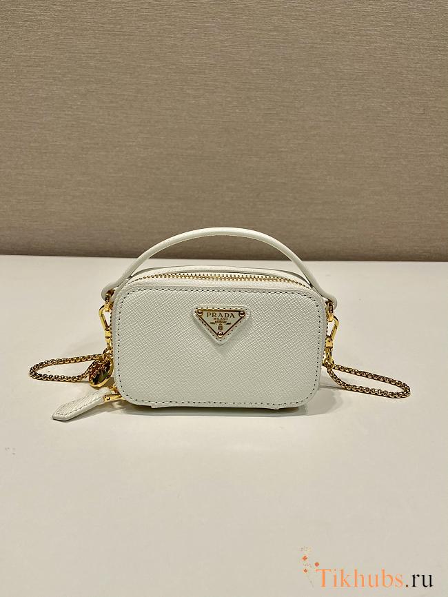 Prada Saffiano Leather Mini Pouch White 11x6.5x2.5cm - 1