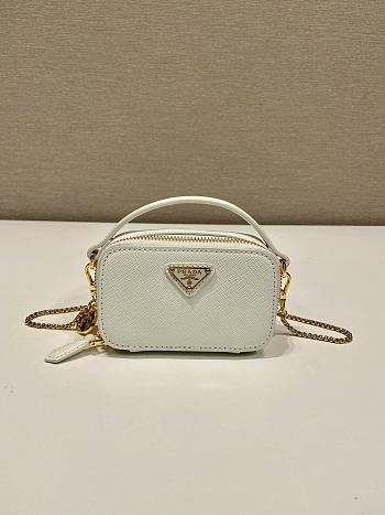 Prada Saffiano Leather Mini Pouch White 11x6.5x2.5cm