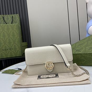 Gucci Interlocking G Wallet On Chain White 20x13x6cm