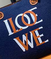 Loewe Anagram Tote Love Small Bag Navy Tan 29x25x14cm - 2