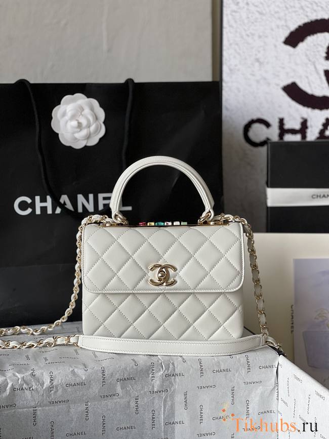 Chanel Trendy Top Handle Bag White 19.5cm - 1