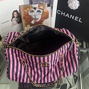 Chanel Large Bowling Bag Fabric Gold Black Pink 20x35x18cm - 5