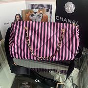 Chanel Large Bowling Bag Fabric Gold Black Pink 20x35x18cm - 4