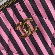 Chanel Large Bowling Bag Fabric Gold Black Pink 20x35x18cm - 3