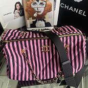 Chanel Large Bowling Bag Fabric Gold Black Pink 20x35x18cm - 2