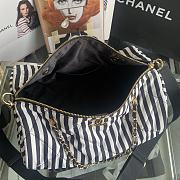 Chanel Large Bowling Bag Fabric Gold Black White 20x35x18cm - 6