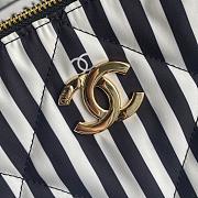 Chanel Large Bowling Bag Fabric Gold Black White 20x35x18cm - 2